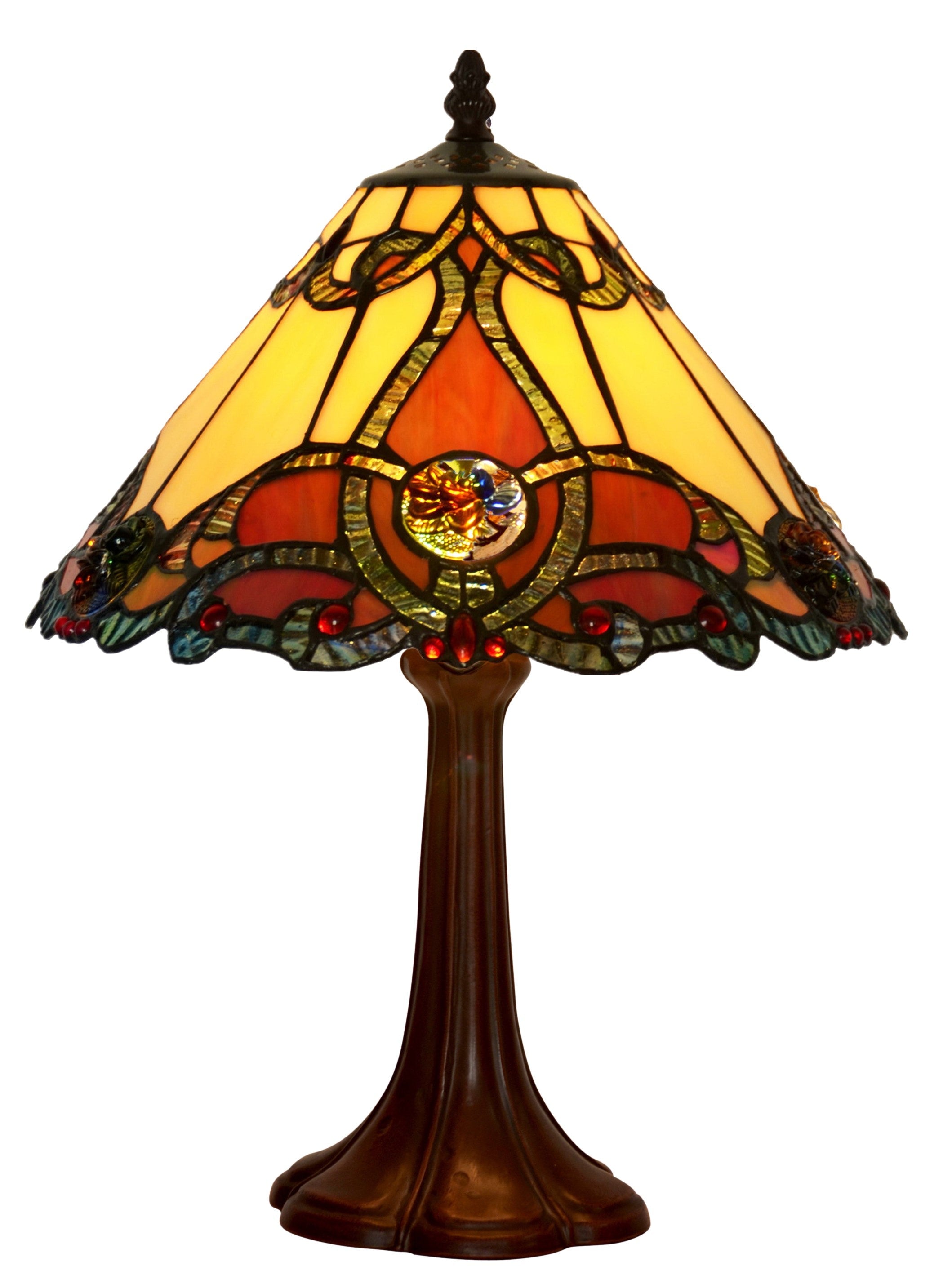12" Jewel Carousel Tiffany Bedside Lamp