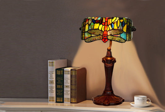 Blue Dragonfly Style Tiffany Banker Lamp