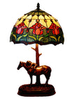 12" Tulip Style Tiffany Bedside Lamp with Antique Style Sculpture Base "the Horse Boy"