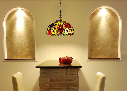 12” Elegant Morning Glory Grape Tiffany Downlight Pendant light