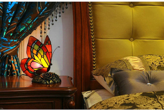 Butterfly  Tiffany Leadlight Stained Glass Art Deco Table Lamp