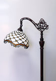 Beige Beaded Leadlight Stained Glass Bridge Arm Tiffany  Floor Lamp