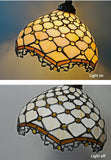 Beige Beaded Leadlight Stained Glass Bridge Arm Tiffany  Floor Lamp