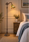 Vivid Buterfly Leadlight Stained Glass Bridge Arm Tiffany  Floor Lamp