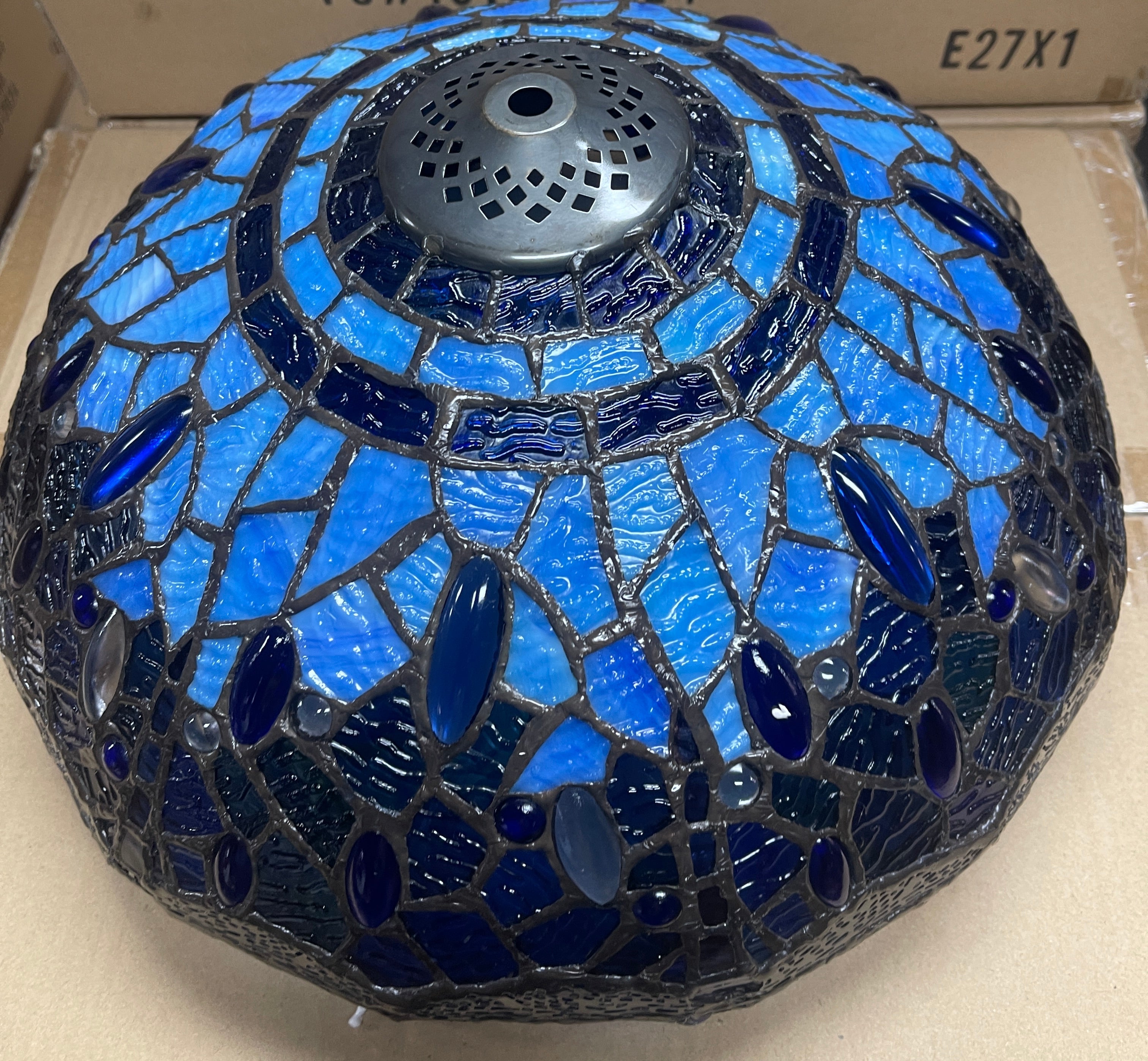 14" Large  Blue dragonfly Style Tiffany Table Lamp