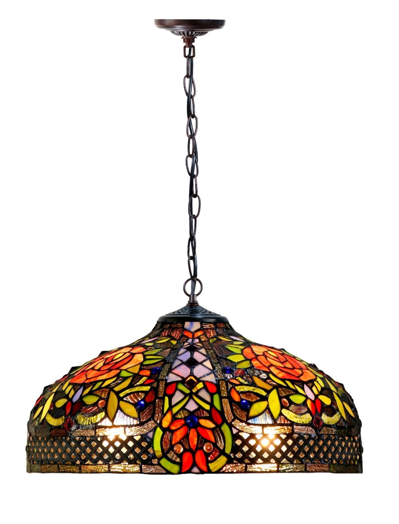 Timeless Collectio@ Large 18 inches Rose Style Tiffany Pendant Light