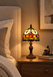 8-Inch Red Tulip Tiffany-Style Small Table Lamp