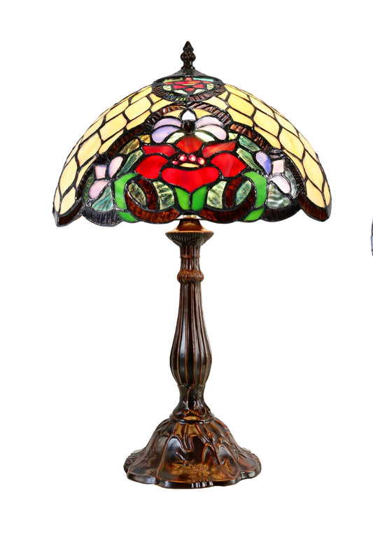 12" Stunning Poppy Flower Tiffany Tiffany Bedside Lamp