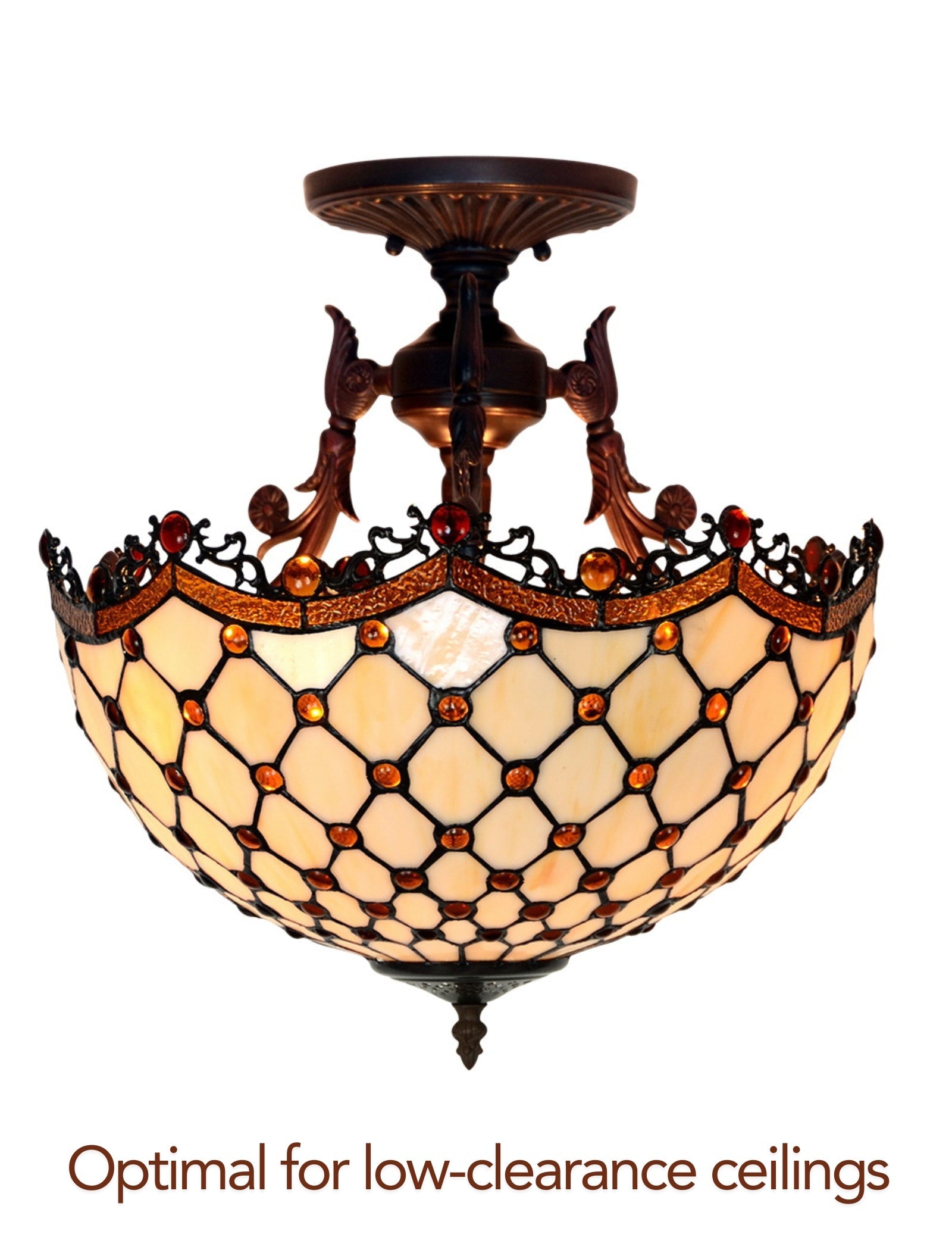 16 “ Large Modern Classic Tiffany Bead Semi Flush Ceiling Light