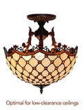 16 “ Large Modern Classic Tiffany Bead Semi Flush Ceiling Light