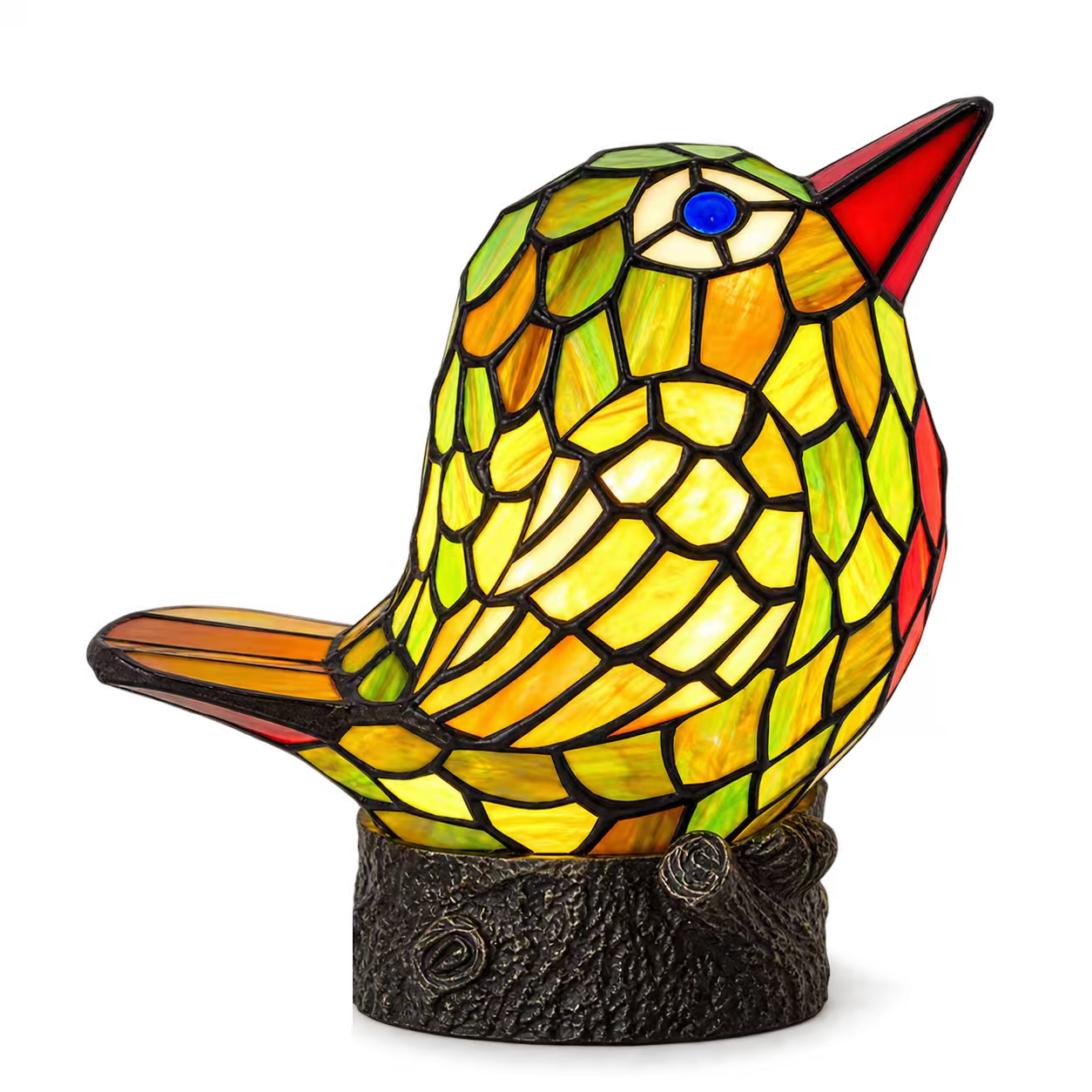 "Happy Bird" Tiffany Leadlight Art Deco Stained Glass Accent Lamp