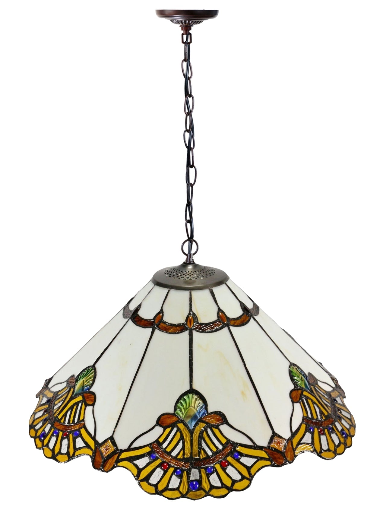 Large 20 " Beige Baroque Style Tiffany  Pendant Light