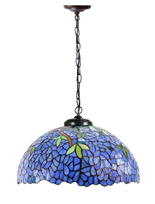 Timeless Collection@Large 17" Blue Wisteria Style Tiffany Pendant Light