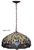 Large 18" Golden Dragonfly Stained Glass Leadlight Tiffany Pendant Light