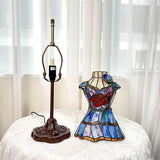 Tiffany Leadlight Art Deco Stained Glass Dress Form Table Lamp