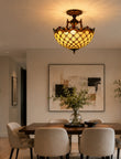 16 “ Large Modern Classic Tiffany Bead Semi Flush Ceiling Light