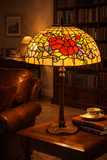Legend Collection@Large 16" Pansy Stained Glass Tiffany Table Lamp