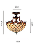16 “ Large Modern Classic Tiffany Bead Semi Flush Ceiling Light