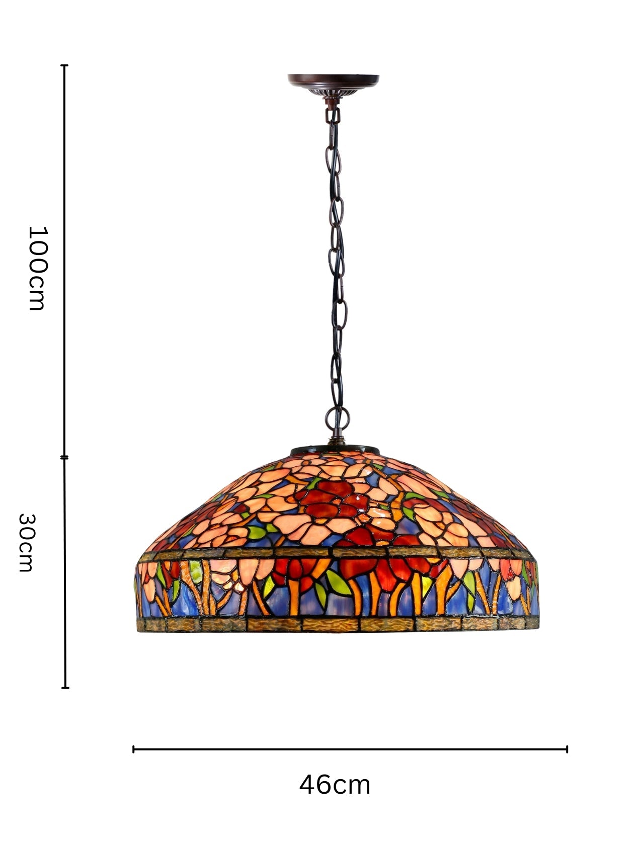 Timeless Collectio@ Large 18 inches Oriental Poppy Style Tiffany Pendant Light