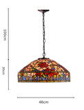 Timeless Collectio@ Large 18 inches Oriental Poppy Style Tiffany Pendant Light