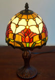8-Inch Red Tulip Tiffany-Style Small Table Lamp