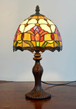 8-Inch Red Tulip Tiffany-Style Small Table Lamp