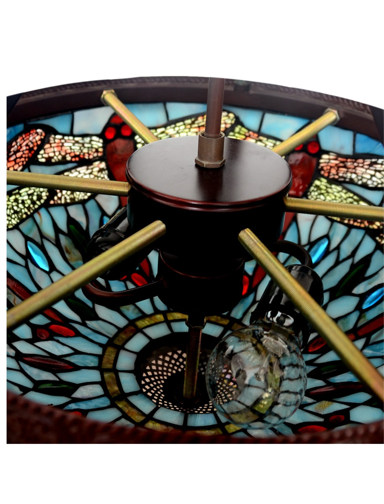 Grand Dragonfly Tiffany Chandelier | Handcrafted Stained Glass Chandelier Pendant light