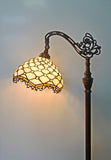 Beige Beaded Leadlight Stained Glass Bridge Arm Tiffany  Floor Lamp