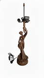 Victorian Lady Figurine Lamp Base - 3-Light Socket - Compatible with 18"-22" Large Tiffany Shades