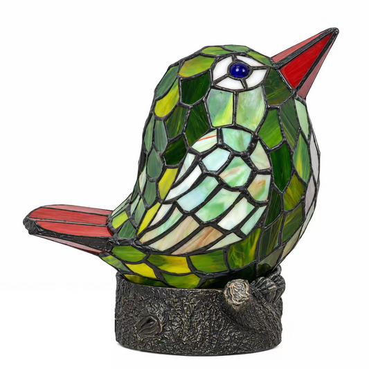 "Happy Bird" Tiffany Leadlight Art Deco Stained Glass Accent Lamp