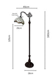 Beige Beaded Leadlight Stained Glass Bridge Arm Tiffany  Floor Lamp