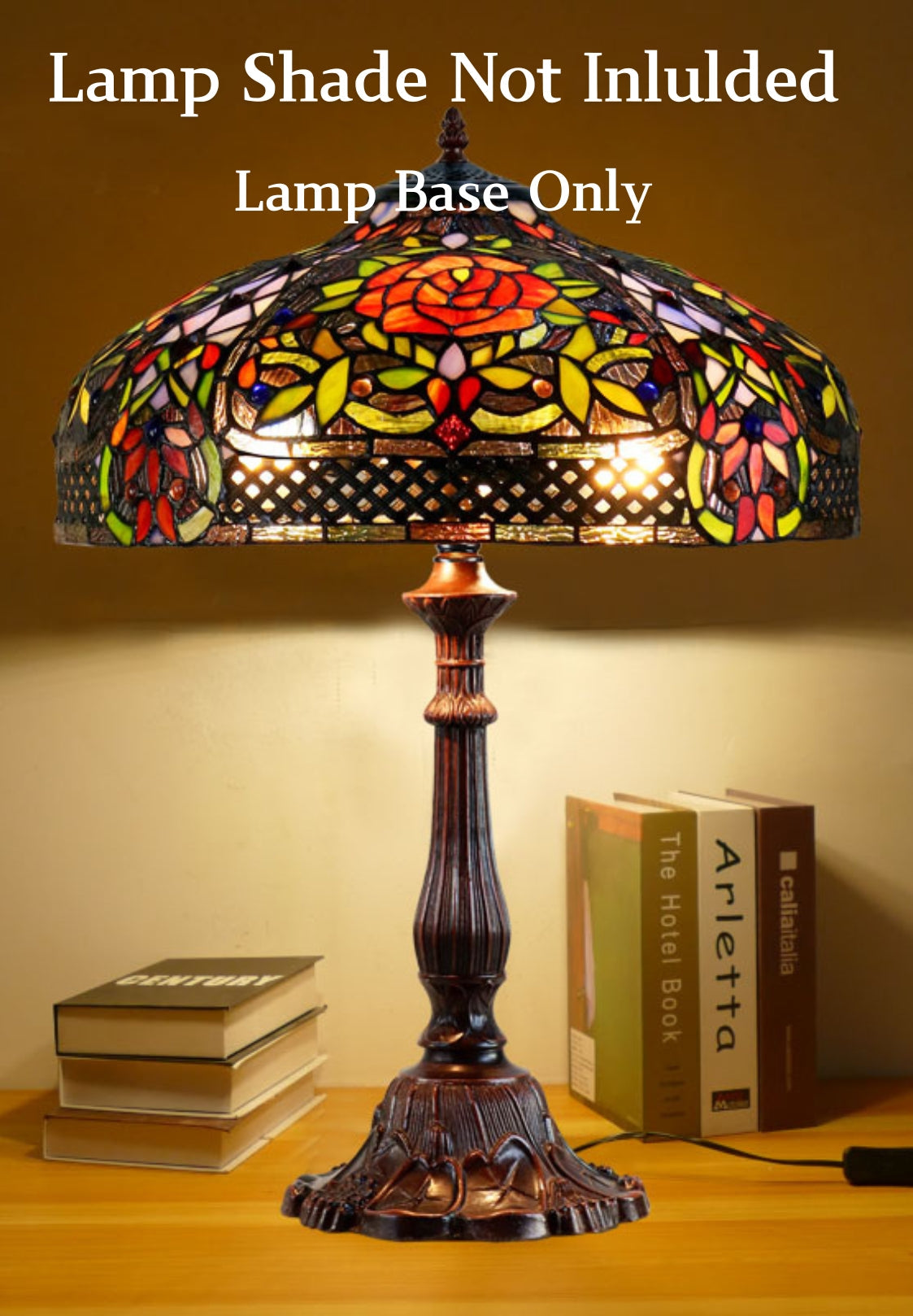 Vintage Metal Table Lamp Base – Dual Bulb (2x E27) Fitting for 16″–18″ Tiffany Lampshade