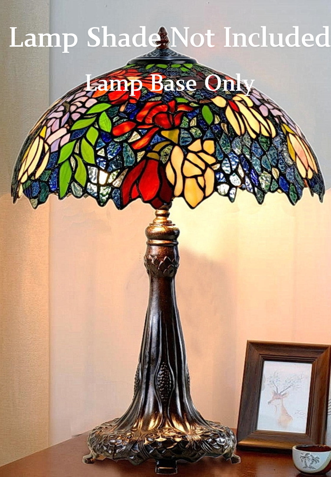 Premium Vintage Style 2 Lights Metal Table Lamp Base  for 18" /20" Tiffany Lamp Shade