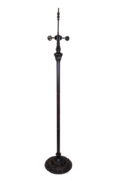 Ornate Antique Bronze Dual-Light Tiffany Floor Lamp Base for 16-20 inches lamp shade
