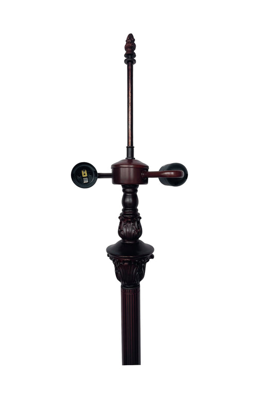 Ornate Antique Bronze Dual-Light Tiffany Floor Lamp Base for 16-20 inches lamp shade