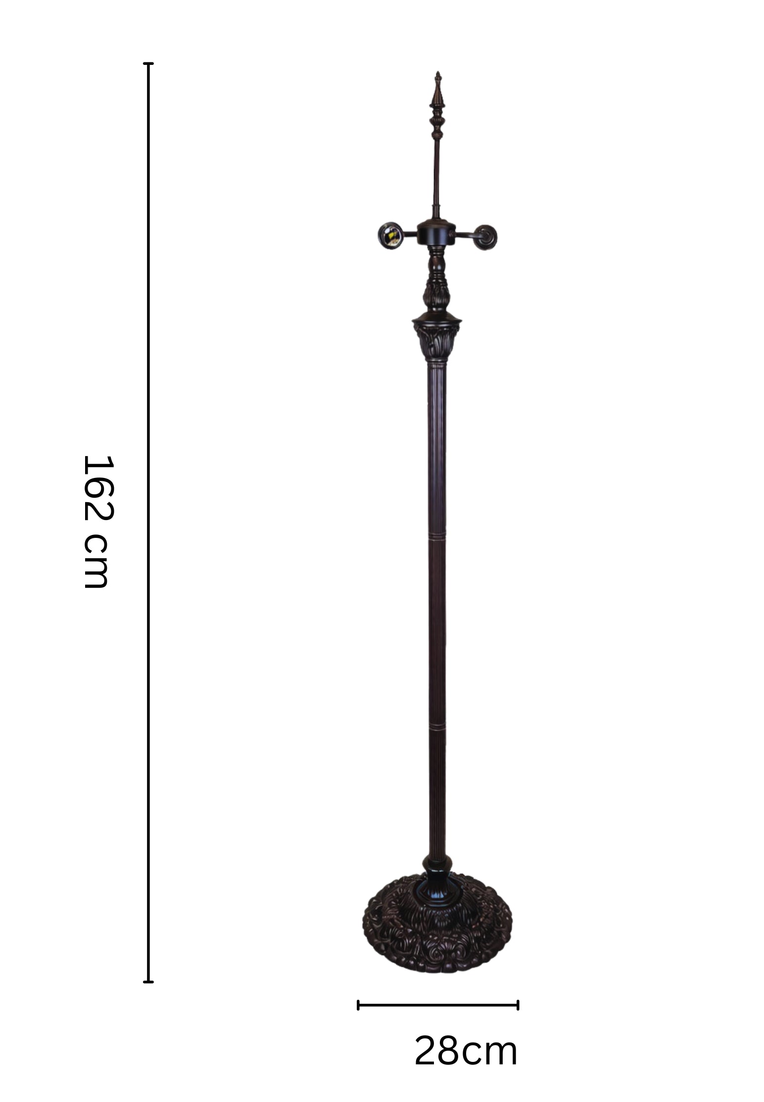 Ornate Antique Bronze Dual-Light Tiffany Floor Lamp Base for 16-20 inches lamp shade