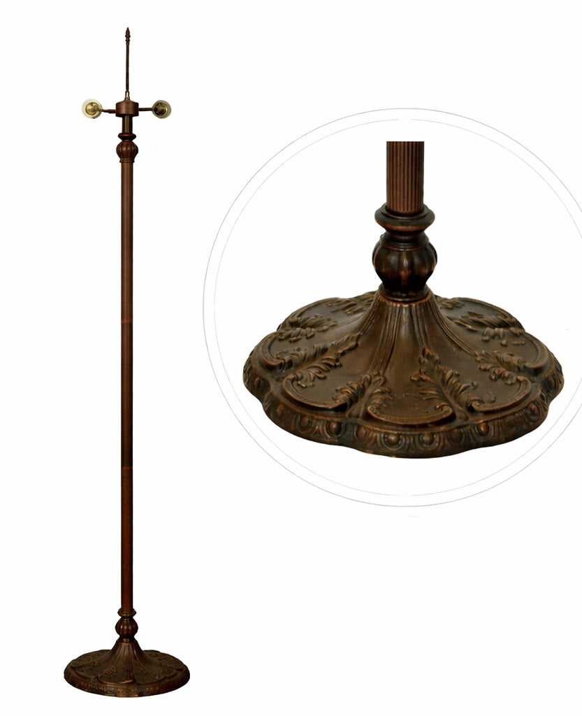 Antique Style Dual-Light Floor Lamp Base for 16"–22" Stained Glass Shades