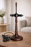 Art Nouveau Lotus Pedestal Metal Alloy Lamp Base – Antique Bronze Finish for 10" Tiffany Shades