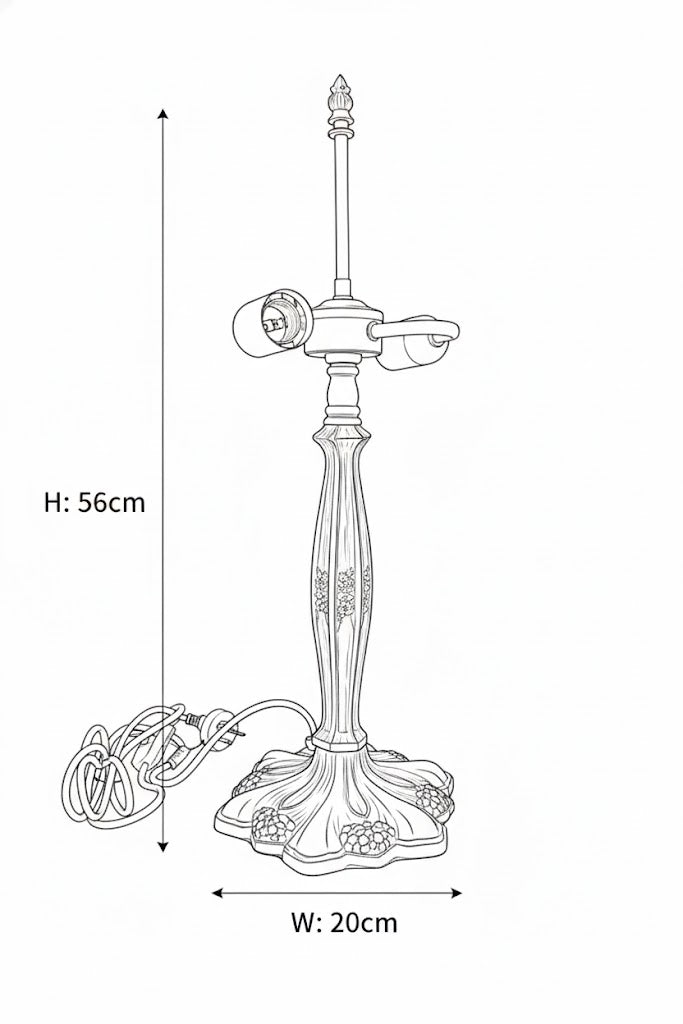 Heritage Zinc Alloy Tiffany Lamp Base – Antique Bronze Finish – Dual E27 Socket – Fits 16" Shade