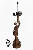 Victorian Lady Figurine Lamp Base - 3-Light Socket - Compatible with 18"-22" Large Tiffany Shades