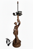 Huge 20" Tiffany Style Poppy Table Lamp – Art Nouveau Lady Sculpture Base