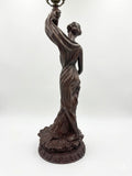 Huge 20" Tiffany Style Poppy Table Lamp – Art Nouveau Lady Sculpture Base