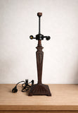 Mission Style Table Lamp Base for Square Tiffany Lamp Shade – Dual E14 Socket, Antique Bronze Finish