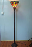 Large Red Jewel Dragonfly Tiffany Torchiere Floor Lamp