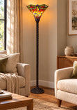 Large Red Jewel Dragonfly Tiffany Torchiere Floor Lamp