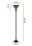 Large Golden Peacock Stained Glass Tiffany Torchiere Floor Lamp