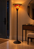 Large Vintage Ruby Amber Tiffany Torchiere Floor Lamp