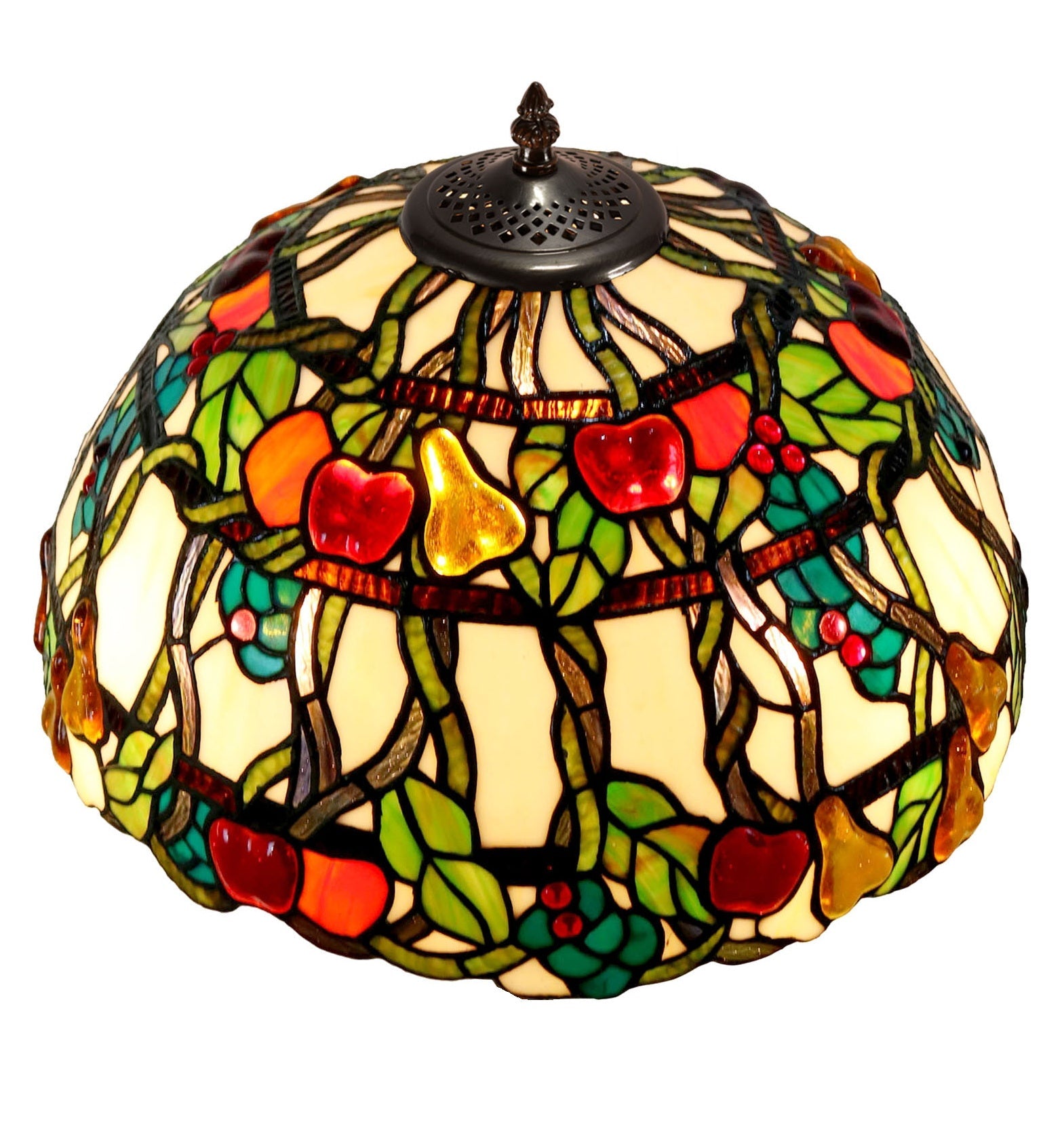 Large 16" Vibrant Fruits Style Stained Glass Tiffany Floor Light