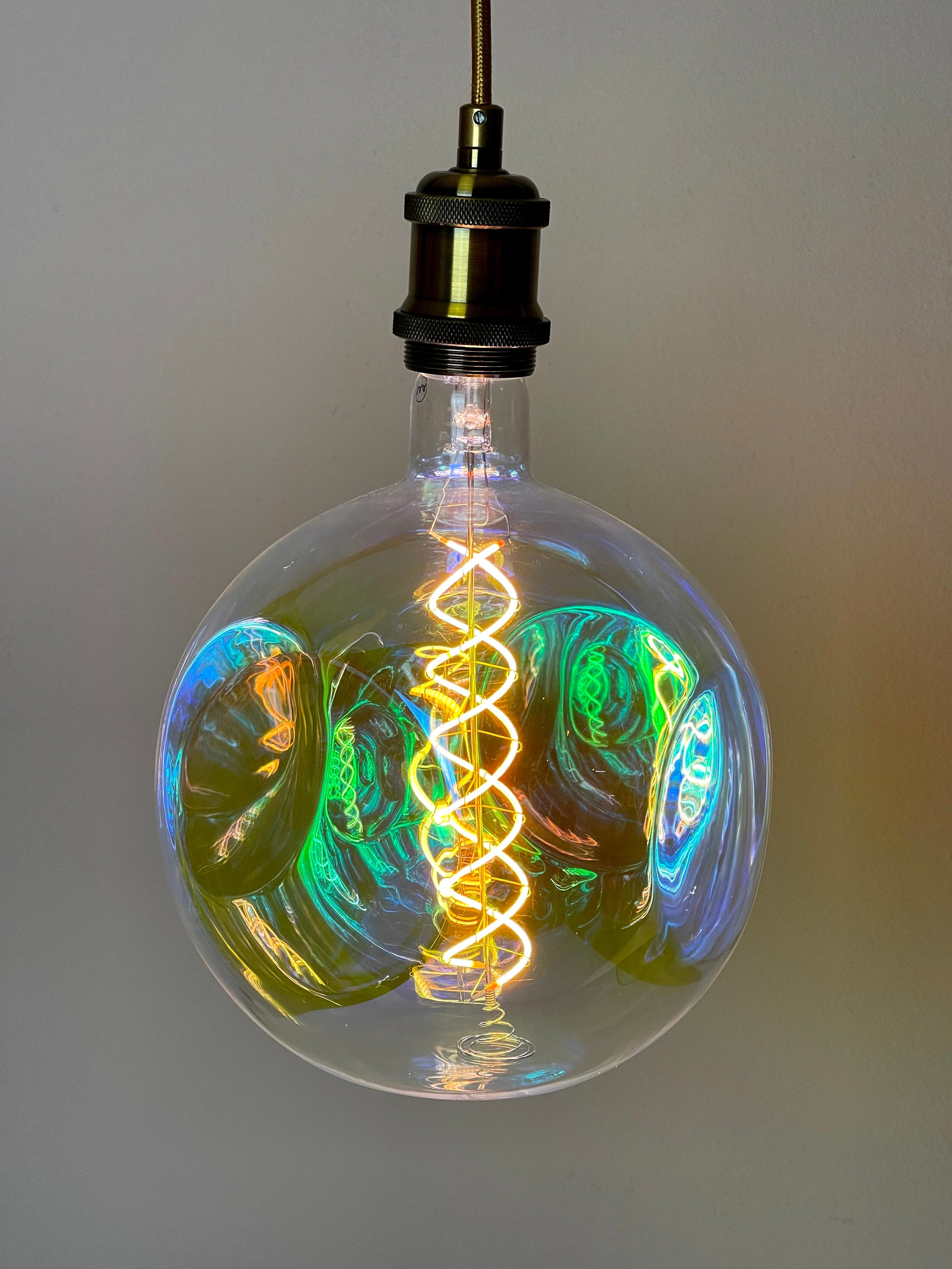 Brass Vintage LED Pendant Lights with Extra Large LED Globe Light Bulb Warm Light 4W E27