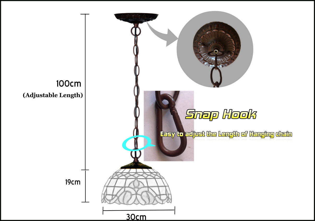 12" White Jewel Carousel Tiffany Stained Glass Shade Downlight Tiffany Pendant Lights